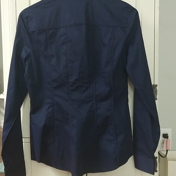 NWT NY&C Navy Blue Jewel Button-Up XS - Picture 5 of 6